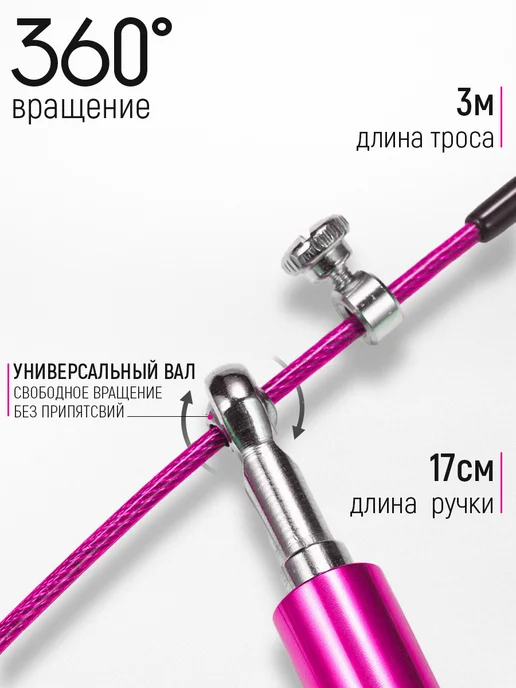FlexMe.pro Скакалка спортивная скоростная 3 м, розовый, фото 2