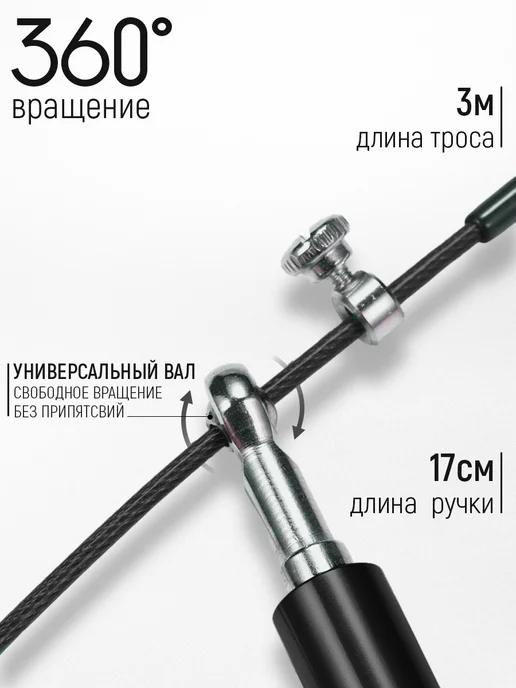FlexMe.pro Скакалка спортивная скоростная 3 м, черный, фото 2