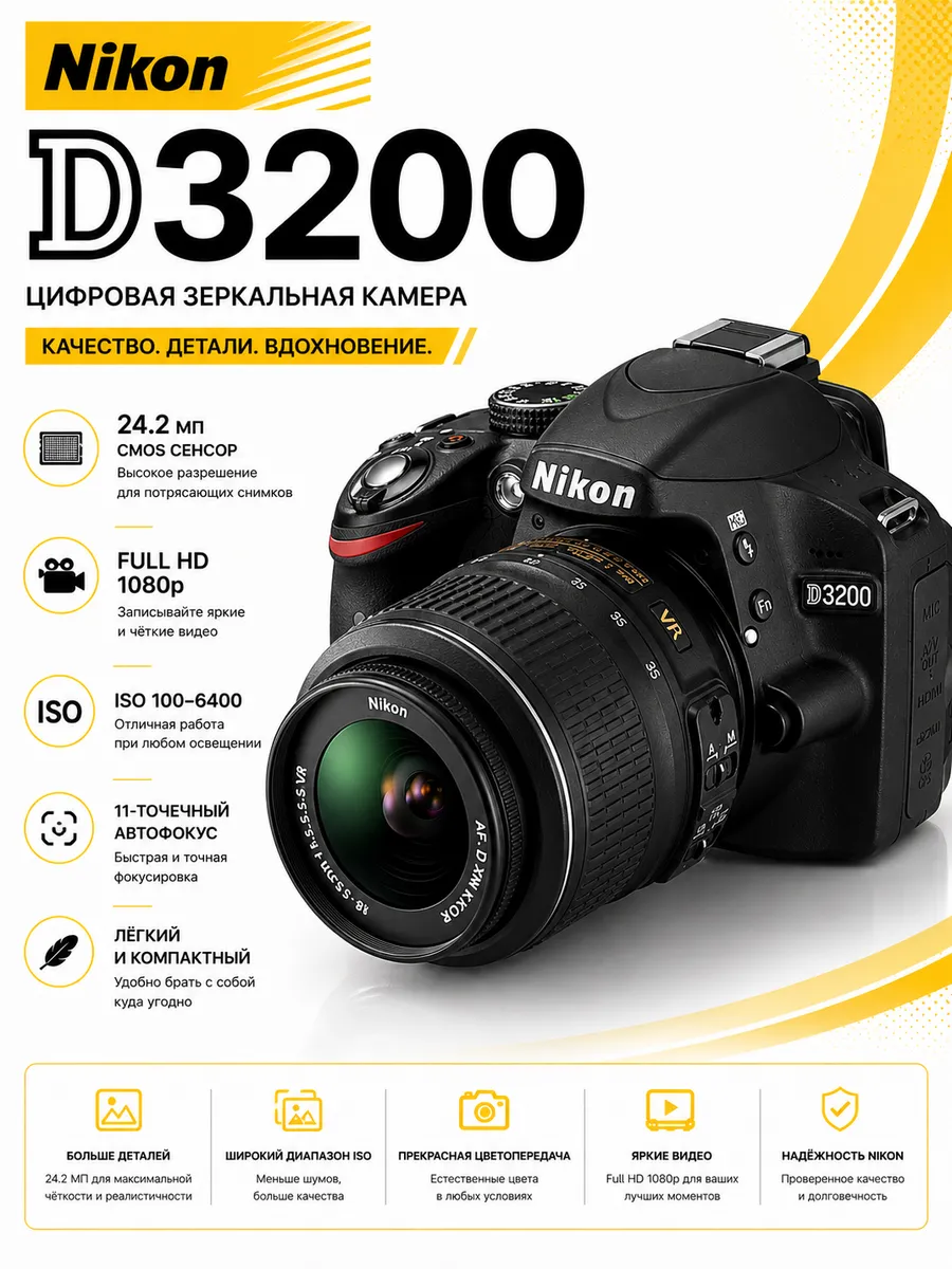 Фотоаппарат D3200 Kit NIKKOR 18-55mm f/3.5-5.6G VR