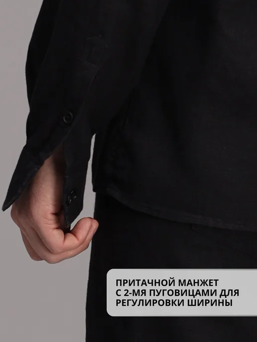 PROVA LINEN Рубашка льняная с длинным рукавом, черный, фото 9