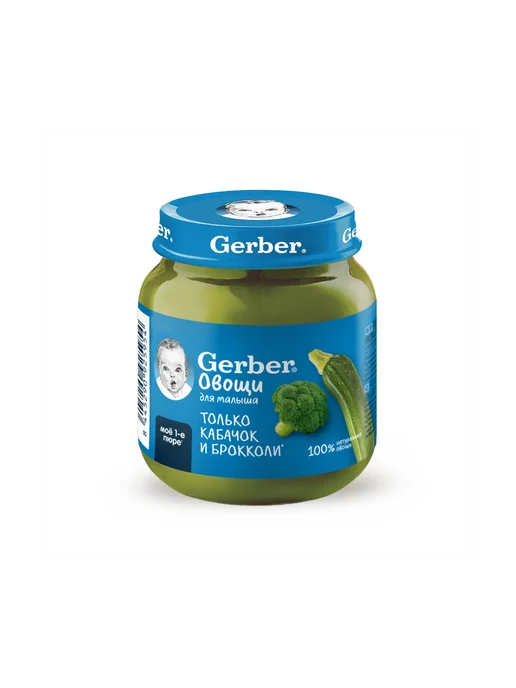 GERBER Пюре овощное Кабачок Брокколи с 5 мес. 125г 2шт, 125 г, 1 шт, фото 5