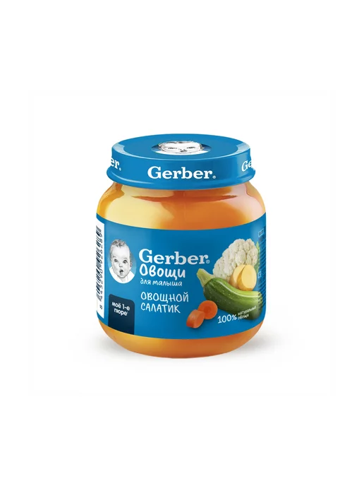GERBER Пюре овощное Овощной салат с 5 мес. 125г 2шт, 125 г, 6 шт, фото 2