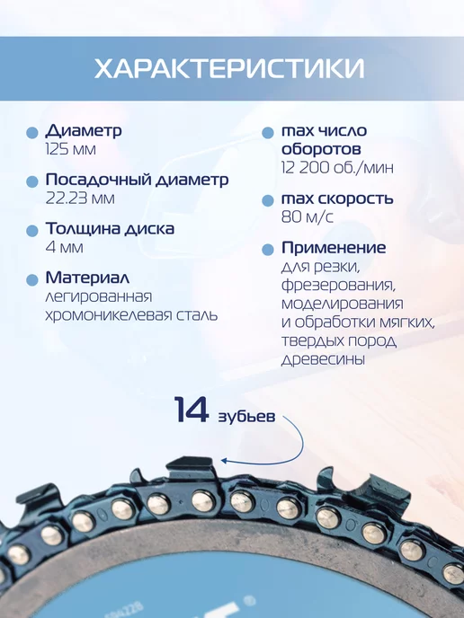 KROFT Диск пильный цепной для УШМ 125 мм, вариант, фото 2