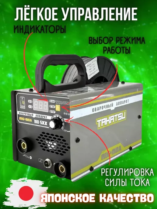 TAKATSU Сварочный аппарат инверторный полуавтомат 180А, вариант, фото 2