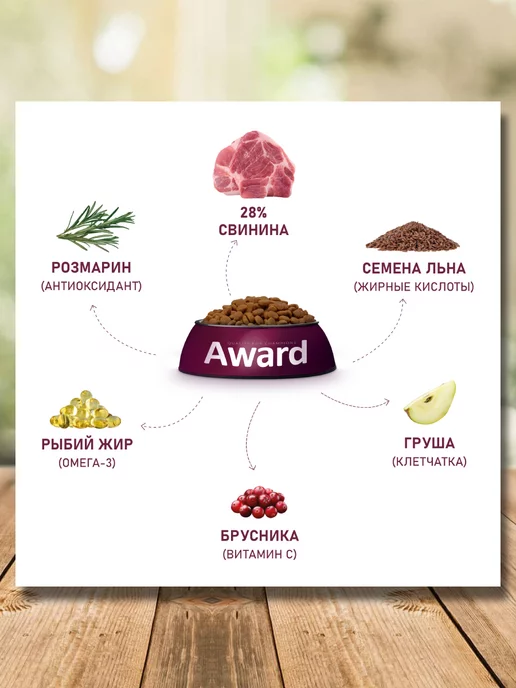 Сухой корм AWARD для собак, гипоаллергенный, свинина, 2 кг, фото 4