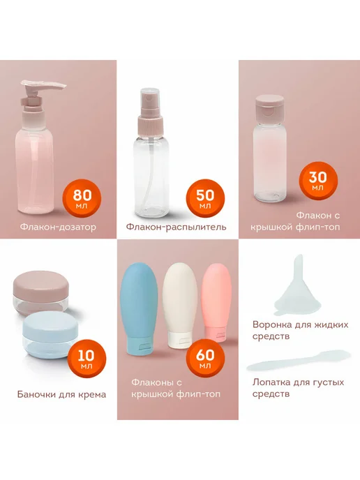 DASWERK Дорожный набор флаконов 5 шт. 100 мл баночки для путешествий, 8 шт, фото 2