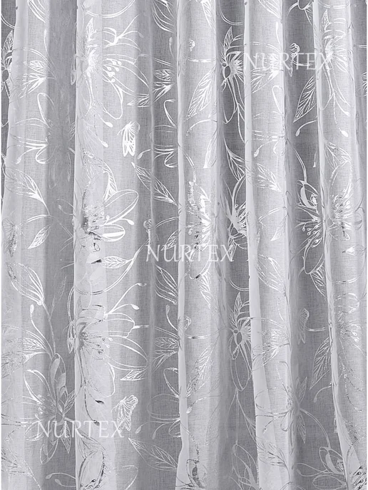 NurTEXTIL Тюль 250х200 в под лен готовый на ленте в спальню, 250x200, фото 2