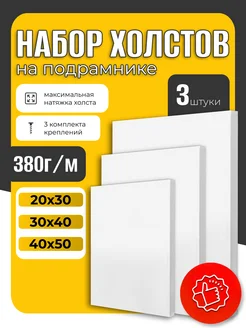 Холст на подрамнике набор 3 штуки 30х40 , 20х30, 40х50 см Всё для творчества 264803584 купить за 696 ₽ в интернет-магазине Wildberries