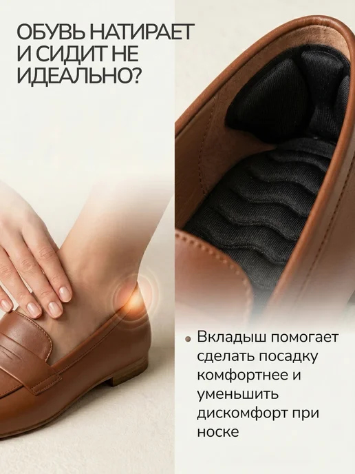 ReadyFlow Вкладыши для обуви тканевые под пятку и задник черный 8мм, черный, фото 2