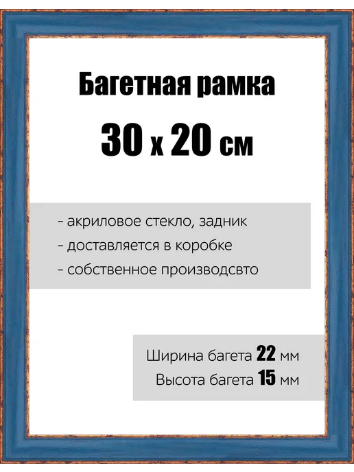 Кинешемская рамочка Рамка багетная для картин со стеклом 30 x 20 см, РБ-149, вариант
