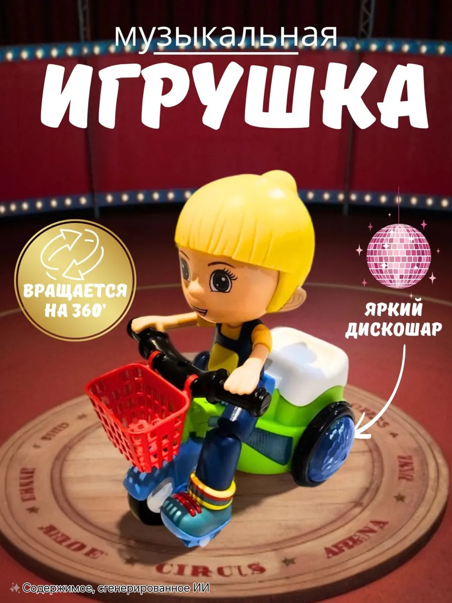 Интерактивная музыкальная игрушка мальчик на велосипеде