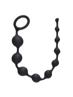 Чёрная анальная цепочка Long Pleasure Chain - 35 см