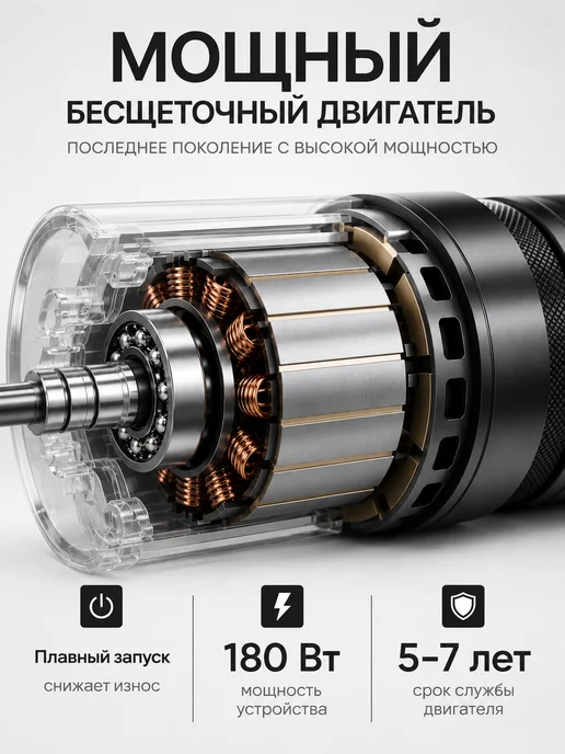 Robico Пылесос для автомобиля беспроводной мощный, черный, фото 2