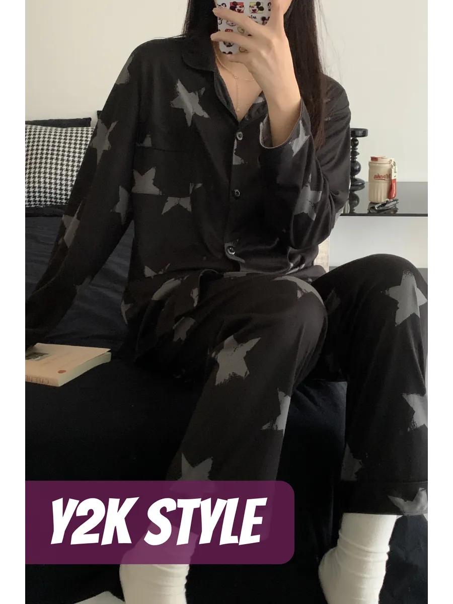Корейская пижама y2k черная...