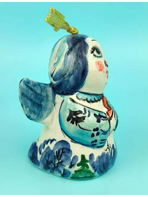 Ceramic Fauna Фарфоровый колокольчик Ангел со свечой, синий, фото 7