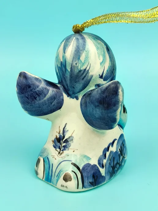 Ceramic Fauna Фарфоровый колокольчик Ангел со свечой, синий, фото 8