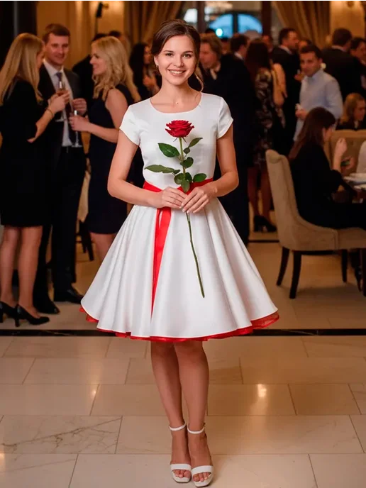 VINTAGE TREND Свадебное ретро платье с пышной юбкой и подъюбником, белый, фото 2