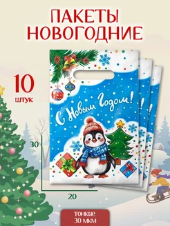 Пакет подарочный набор 10 шт новогодний