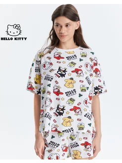 Белая пижама oversize с принтом Hello Kitty