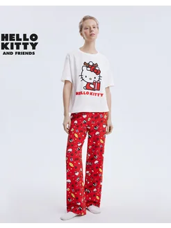 Красные пижамные брюки oversize с принтом Hello Kitty Gloria Jeans 265266907 купить за 1 325 ₽ в интернет-магазине Wildberries