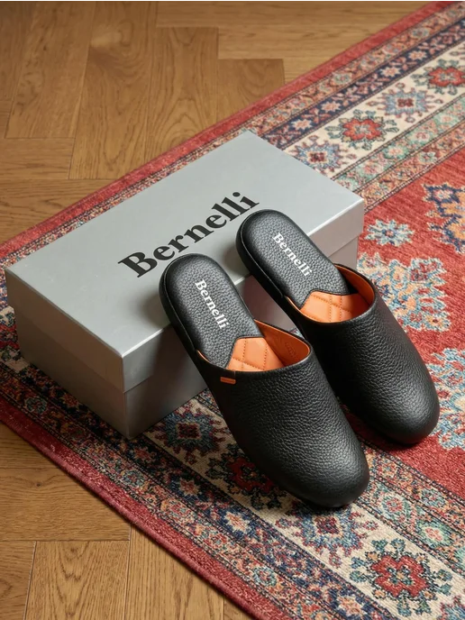 Bernelli Тапочки домашние кожаные на узкую среднюю стопу, черный, фото 8