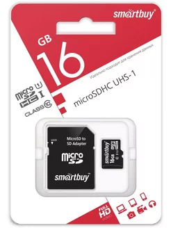 Карта памяти 16 GB Сlass 10 с адаптером micro sd SDHC