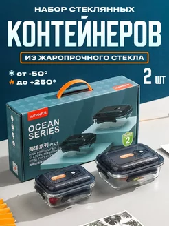 Набор стеклянных контейнеров с крышками 2 шт