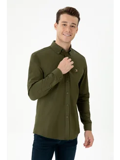 Рубашка прямая стильная однотонная U.S. Polo Assn. 265499309 купить за 3 306 ₽ в интернет‑магазине Wildberries