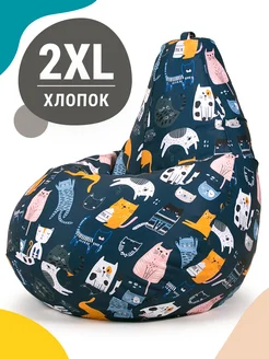 Кресло мешок груша XXL жаккард, коты непоседы синие MyPuff 265554253 купить за 4 367 ₽ в интернет-магазине Wildberries