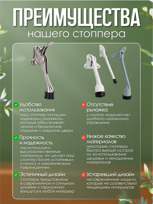 Fresh&Peaks Стоппер для двери напольный, ограничитель откидной фиксатор, серый, фото 7