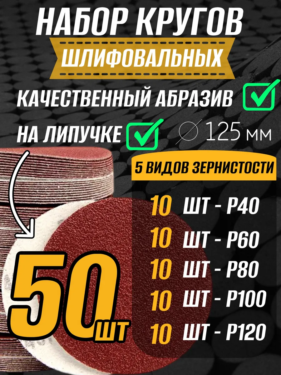 Шлифовальные круги на липучке 125 мм