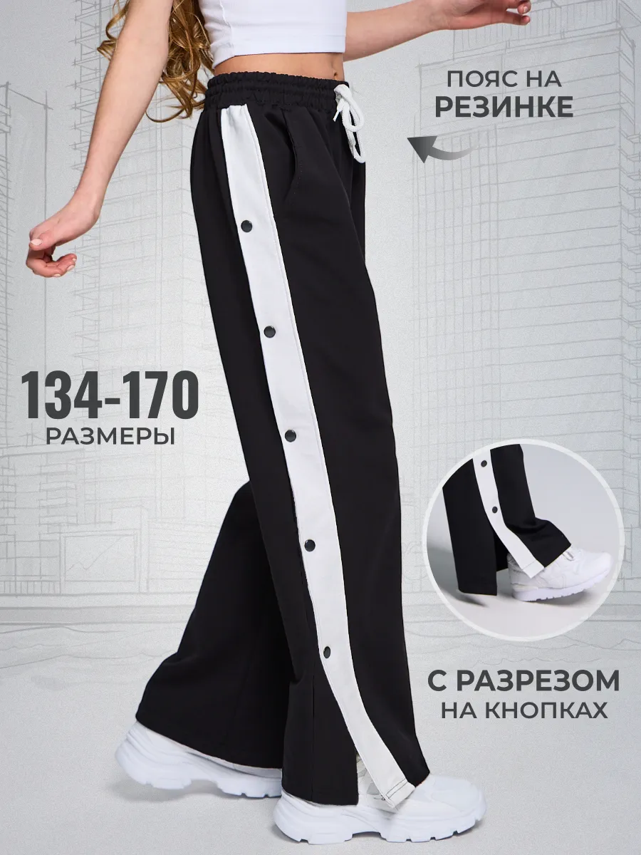 Брюки спортивные широкие с...