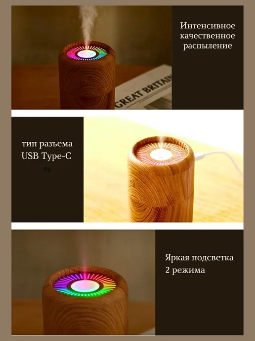 IRMINI HOME Увлажнитель воздуха настольный мини с подсветкой, бежевый, фото 6