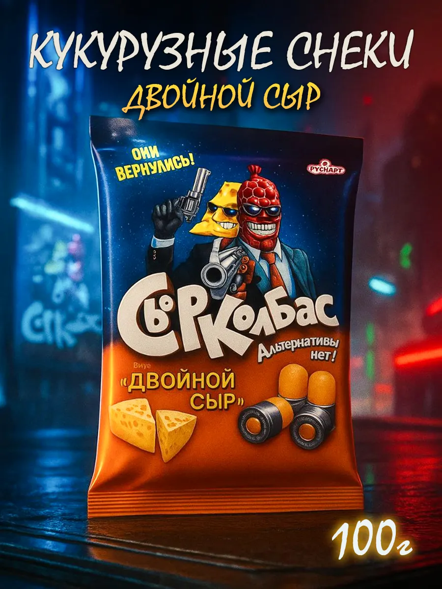 Кукурузные снеки со вкусом Двойной сыр, 100г