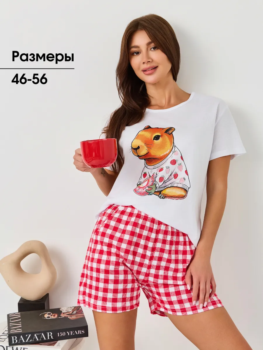 Пижама хлопковая с шортами...