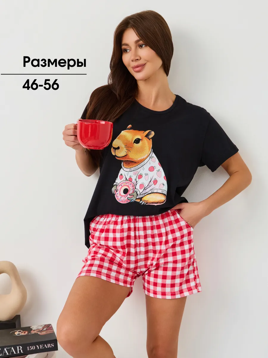 Пижама хлопковая с шортами...