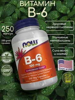 Витамин B-6 100 мг 250 капсул Vitamin B-6