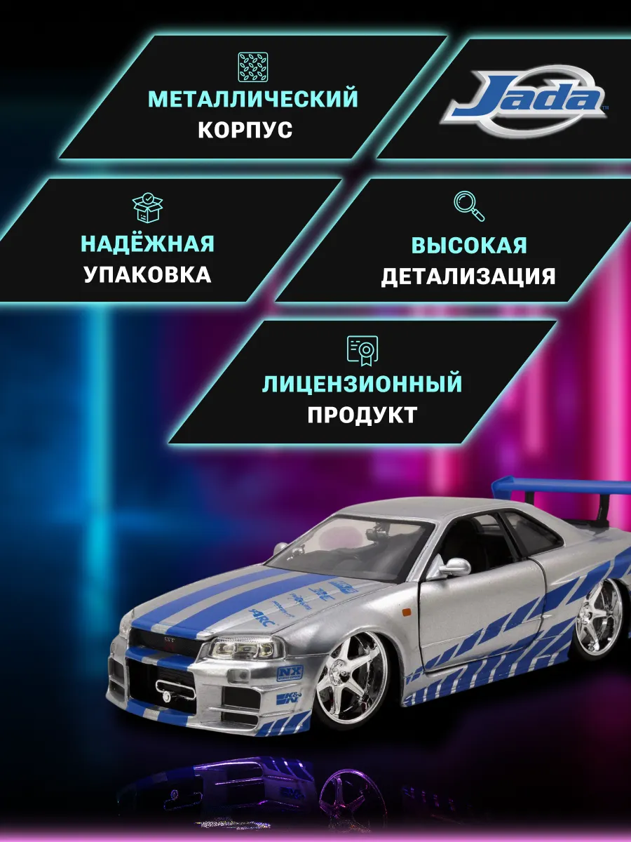 Модель Машинки Форсаж 1:24 FF 2002 Nissan Skyline GT-R R34 Модель Машинки Форсаж 1:24 FF 2002 Nissan Skyline GT-R R34