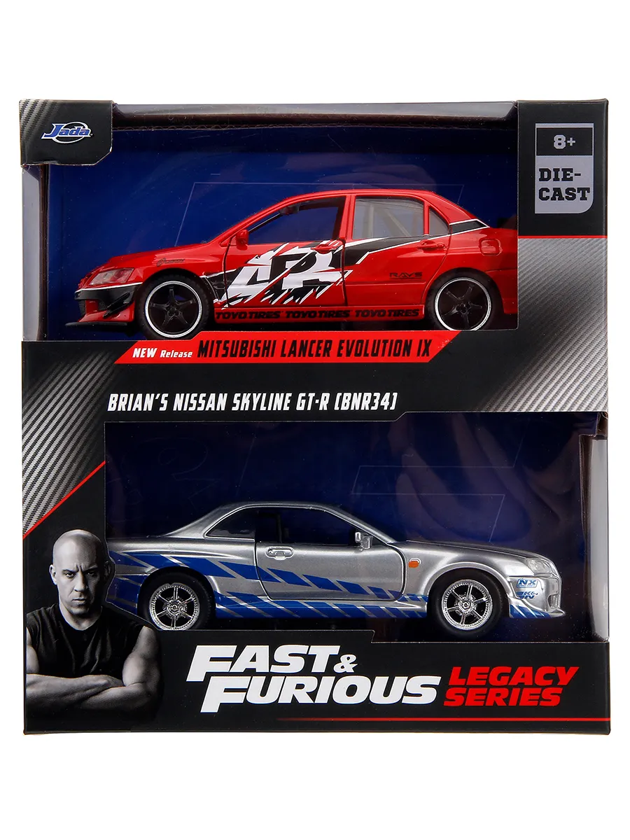 Набор машинок Форсаж Mitsubishi Lancer Evol IX/Nissan 1:32 Набор машинок Форсаж Mitsubishi Lancer Evol IX/Nissan 1:32