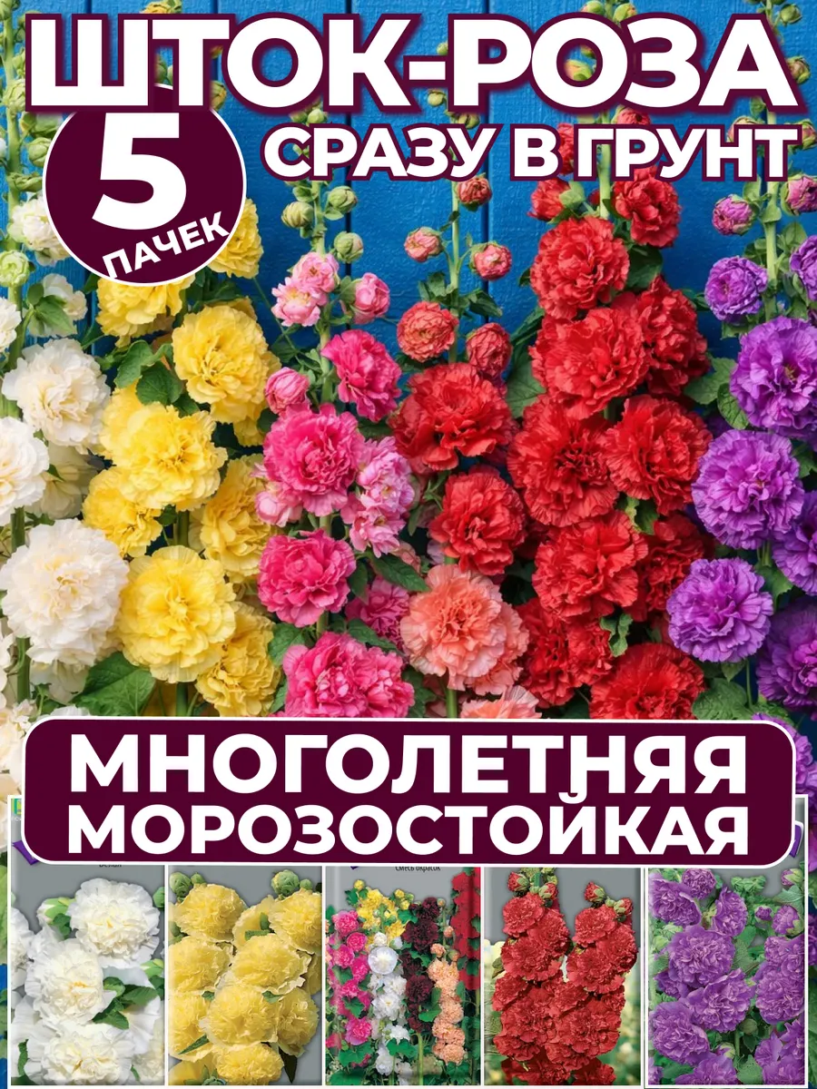 Семена мальва шток-роза махровая многолетняя