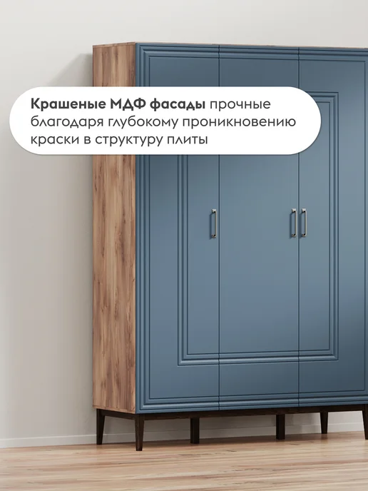 Правила мебели Шкаф для одежды Гордона Сапфировый лак Таксус, синий, фото 6