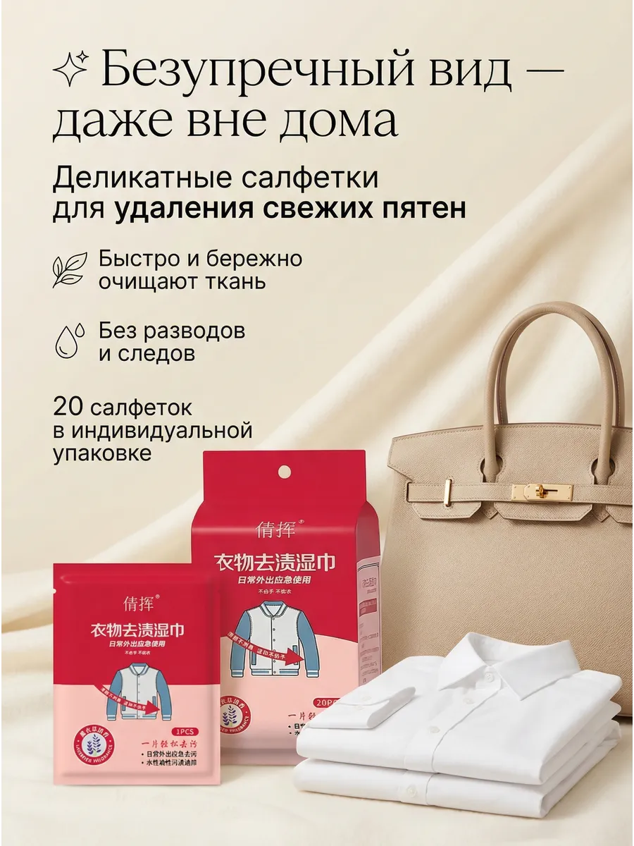 Салфетки от пятен на одежде влажные пятновыводящие
