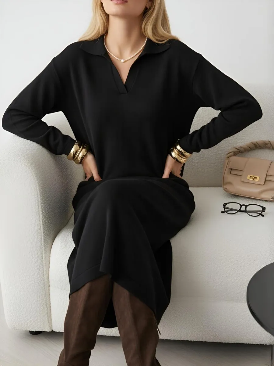 Платье поло базовое трикотажное вязаное