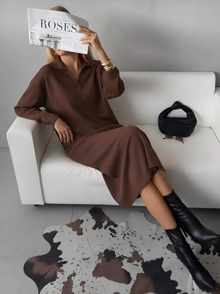 Платье поло базовое трикотажное вязаное