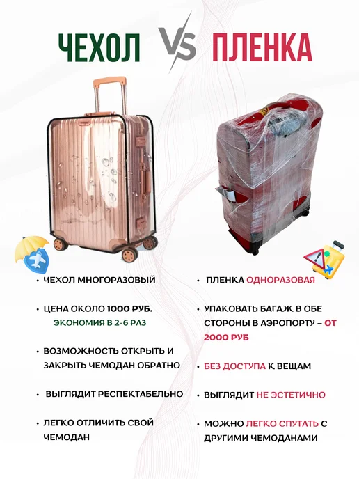 Love to FLY Чехол на чемодан М плотный прозрачный, вариант, фото 5