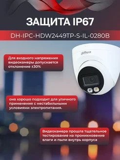 IP-камера уличная 4Мп PoE DH-IPC-HDW2449TP-S-IL-0280B