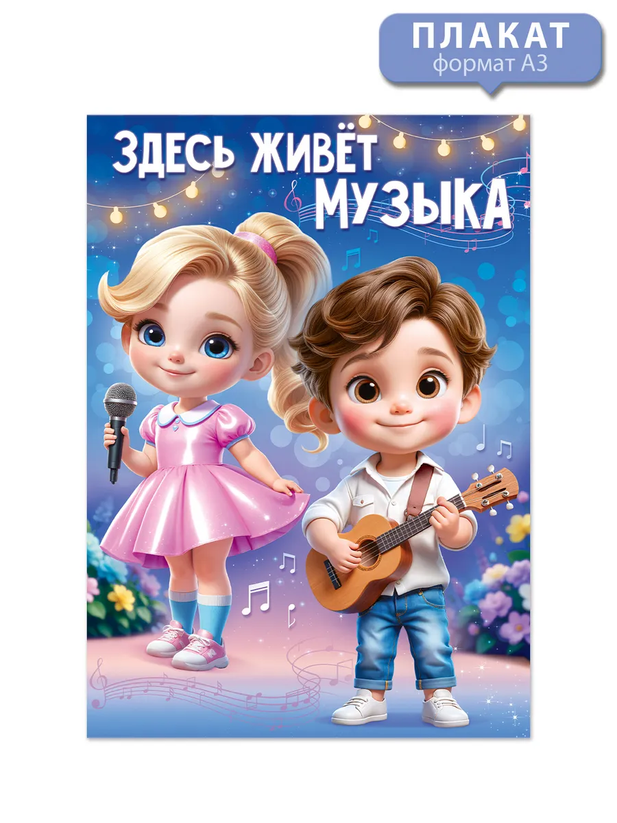 Плакат в детский сад Здесь живет музыка