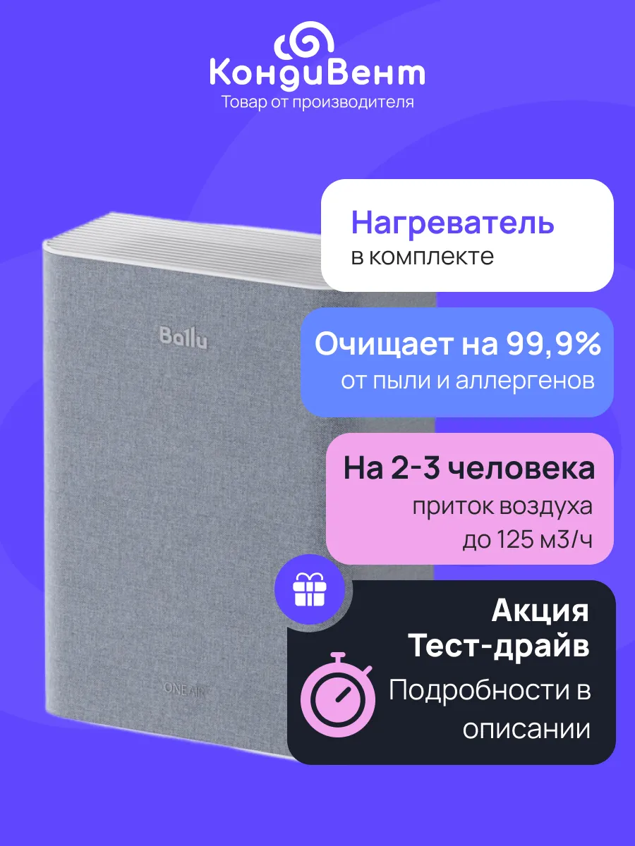 Очиститель воздуха приточный Ballu ONEAIR ASP-100H