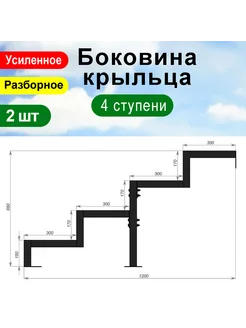 Крыльцо к дому 4 ступени - Боковина 2 шт