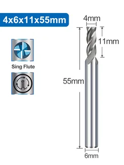 Фреза концевая спиральная четырехзаходная HSS 4x6x11x55 мм